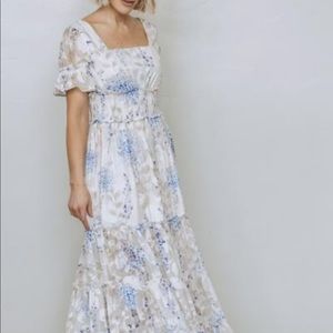 Blue and white long dress
